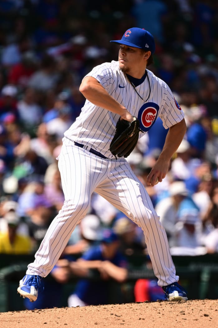 Chicago Cubs starter Justin Steele pitching against the Milwaukee Brewers last week.